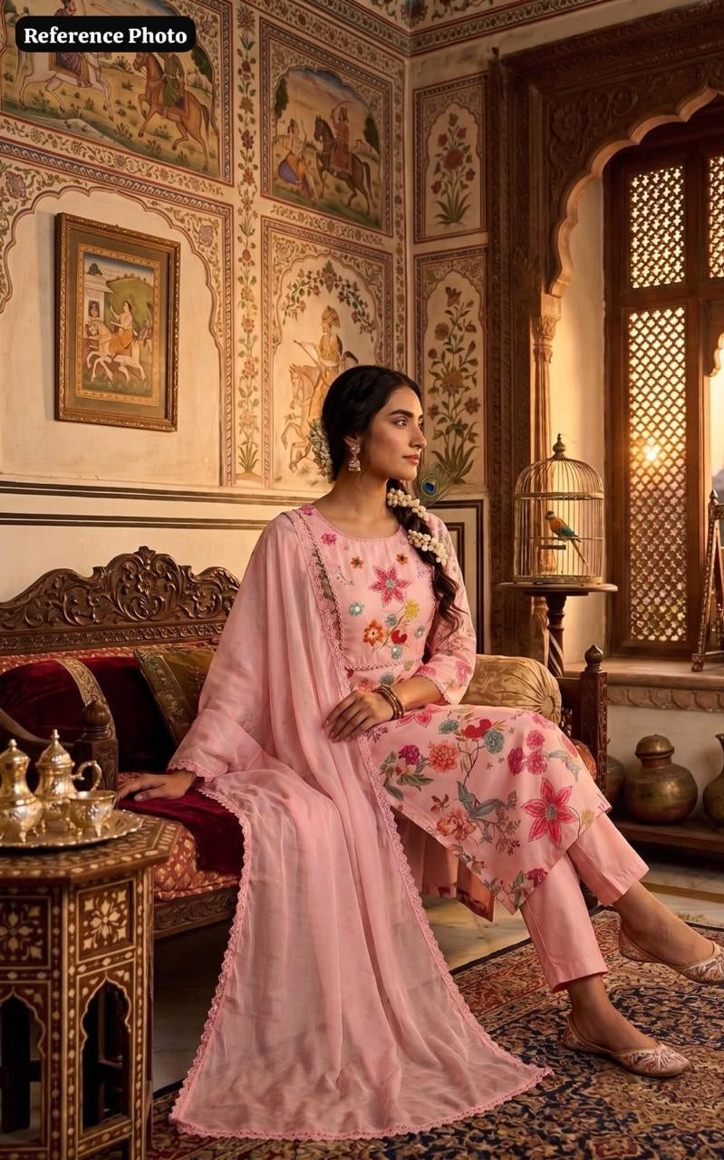 Blush Pink Floral Kurta Set