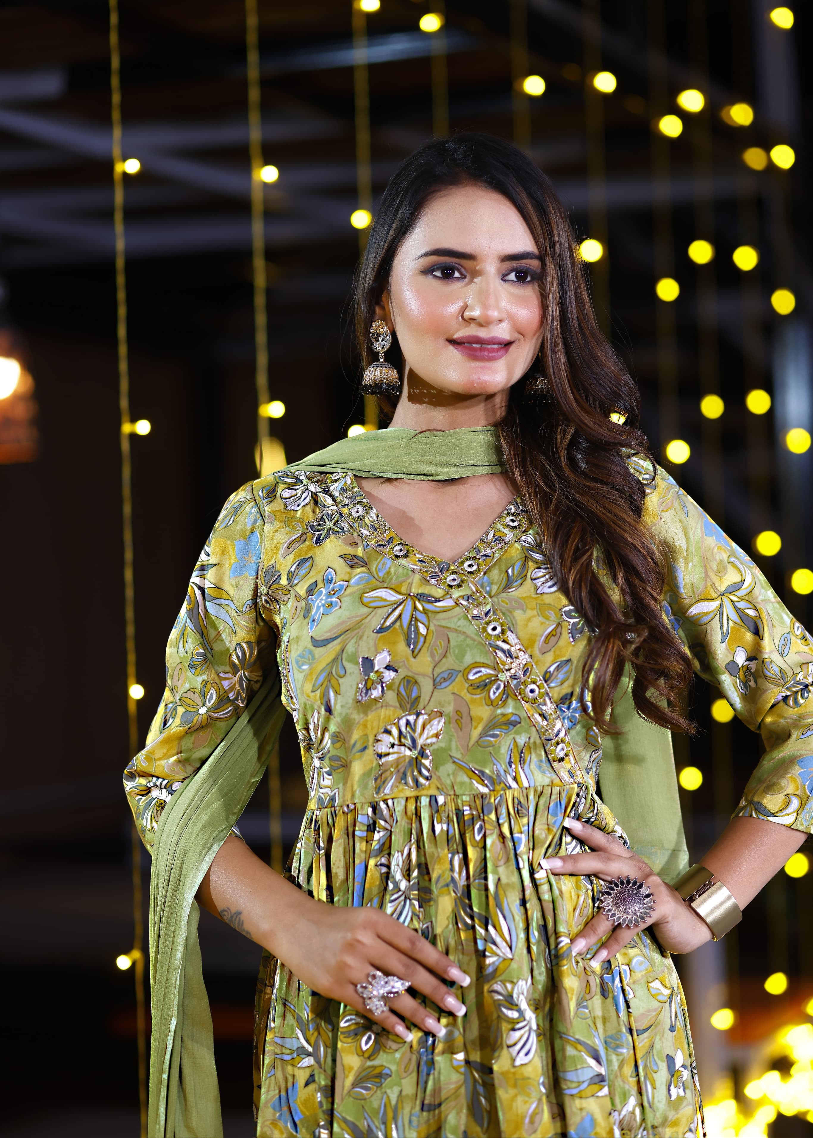 Green Floral Naira-Cut Suit