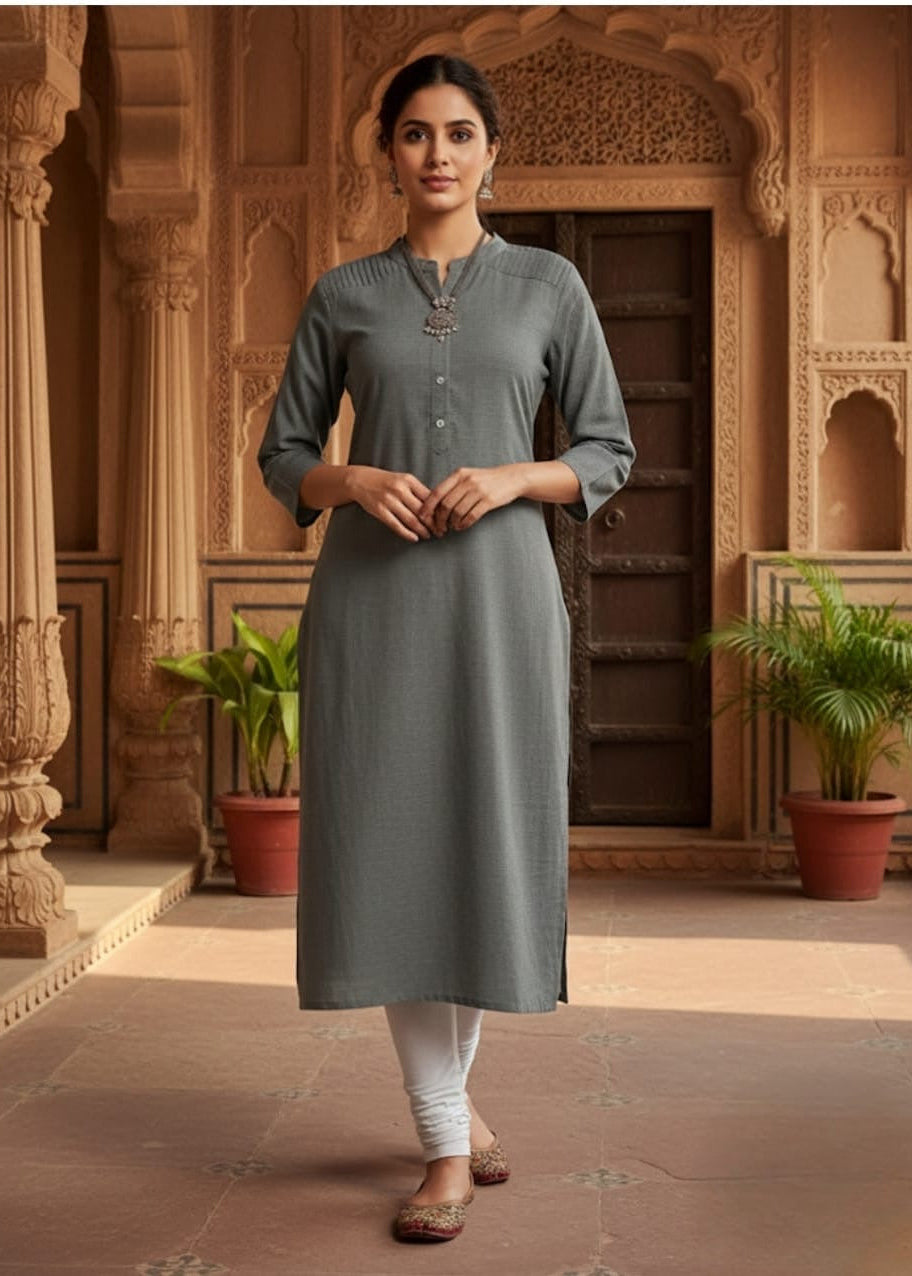 Slate Grey Buttoned Kurti