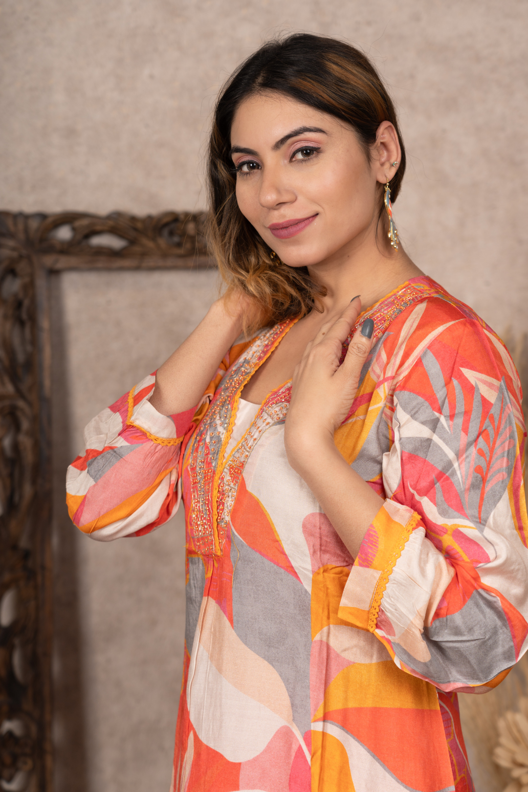 V NECK DIGITAL PRINTED CO ORD SET