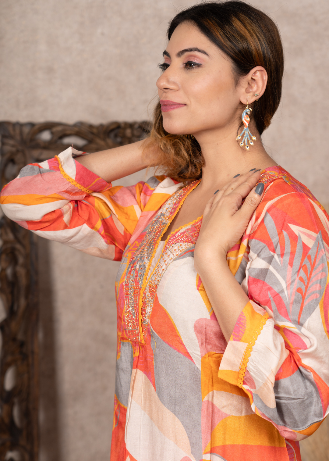 V-Neck Digital Printed Co-Ord Set