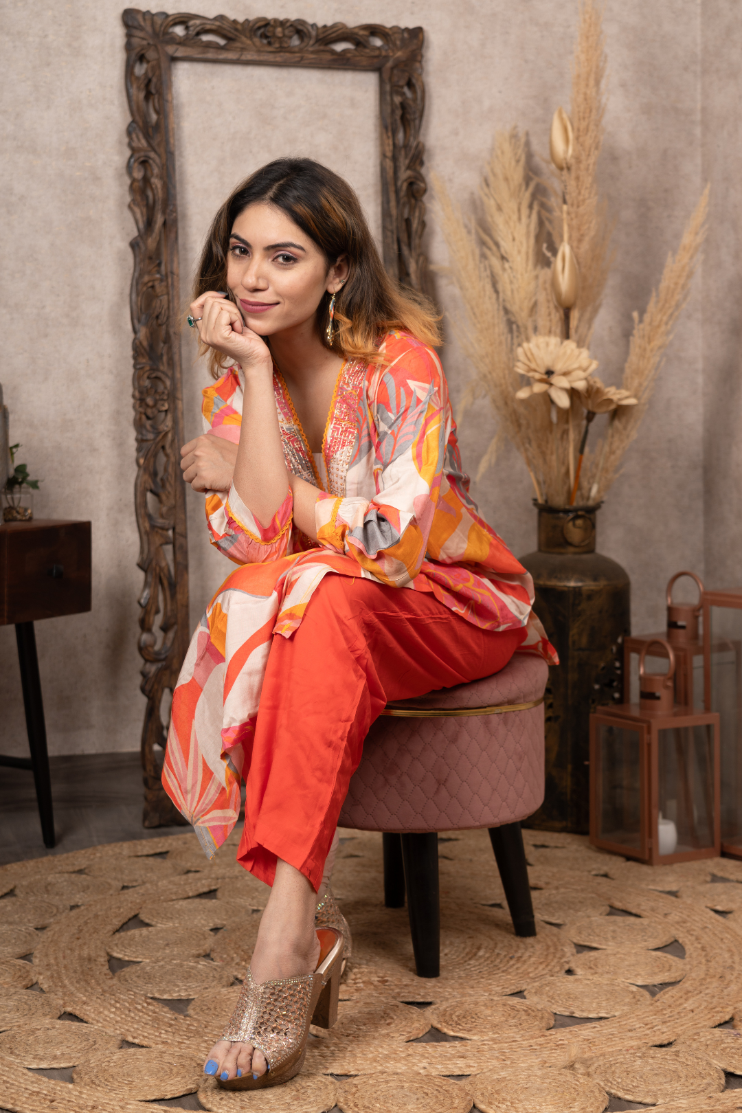 V NECK DIGITAL PRINTED CO ORD SET