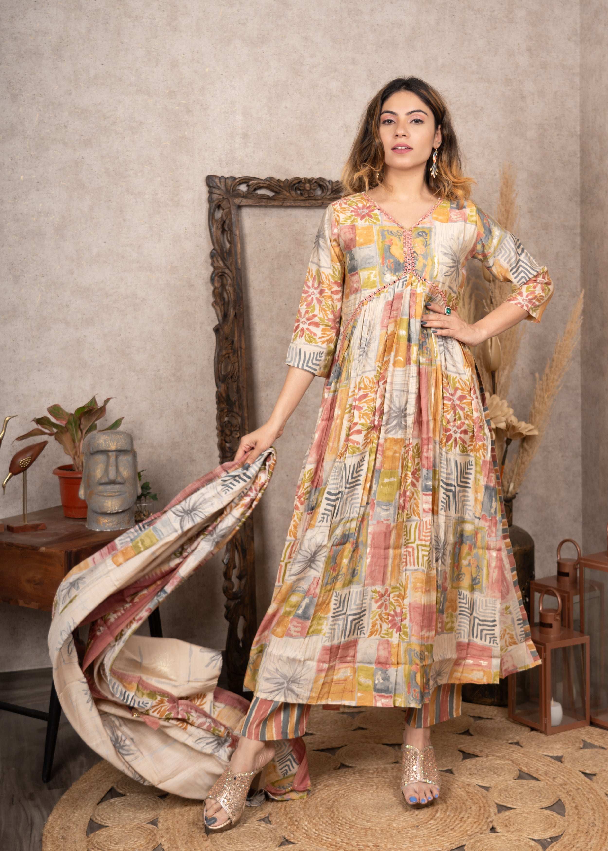 Alia cut multicolored suit