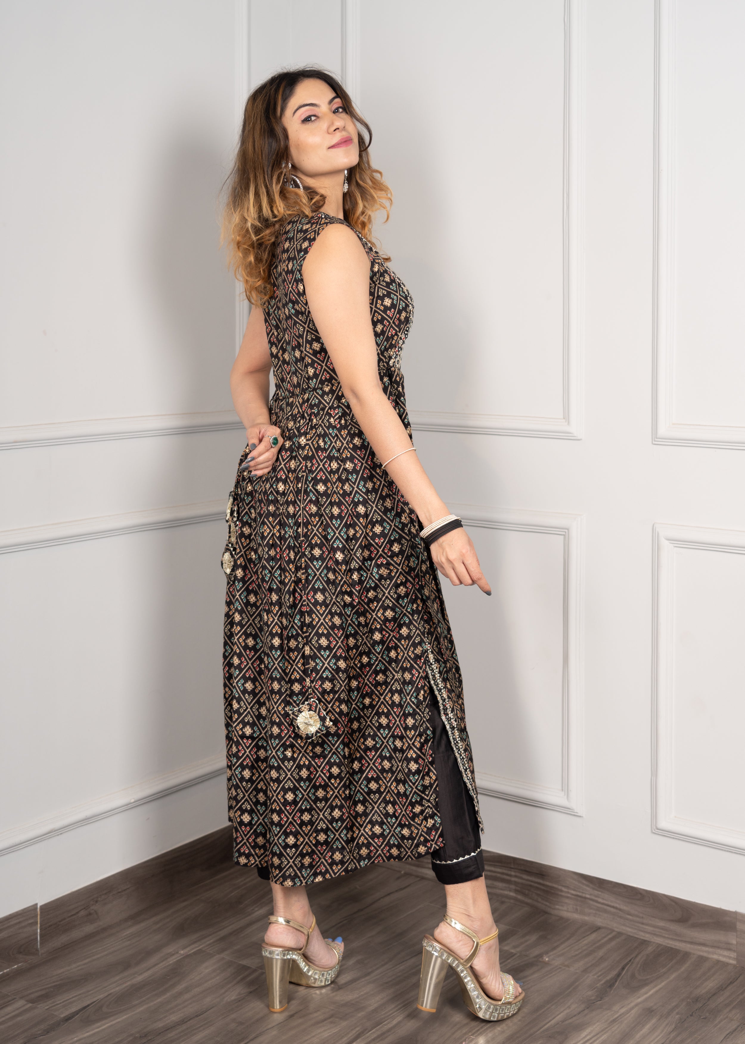 Black Printed Naira Suit