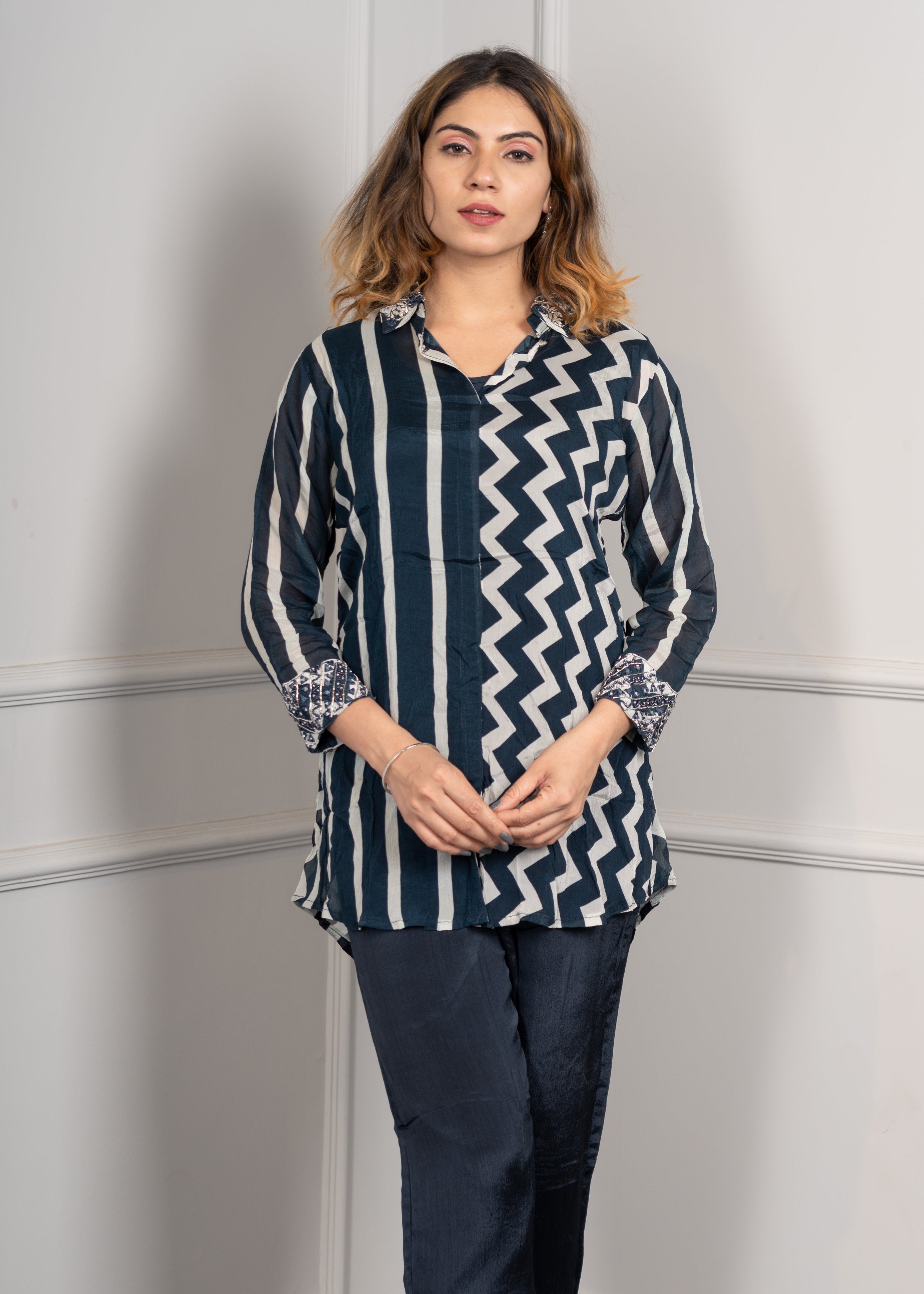 Blue Stripe Cord Set