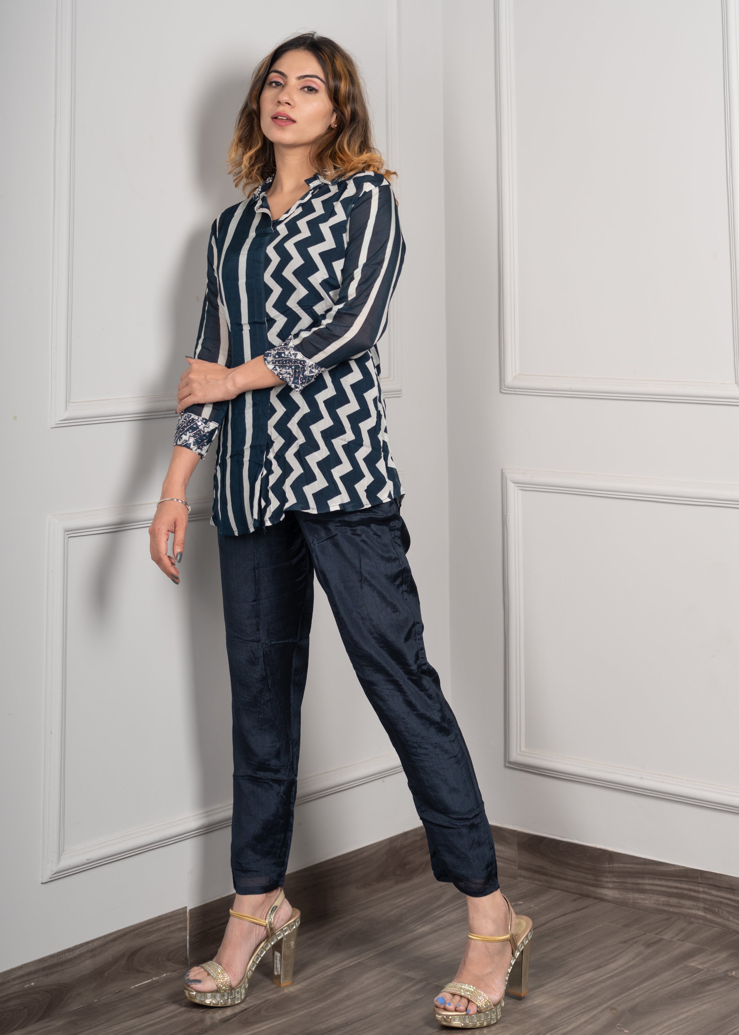 Blue Stripe Cord Set