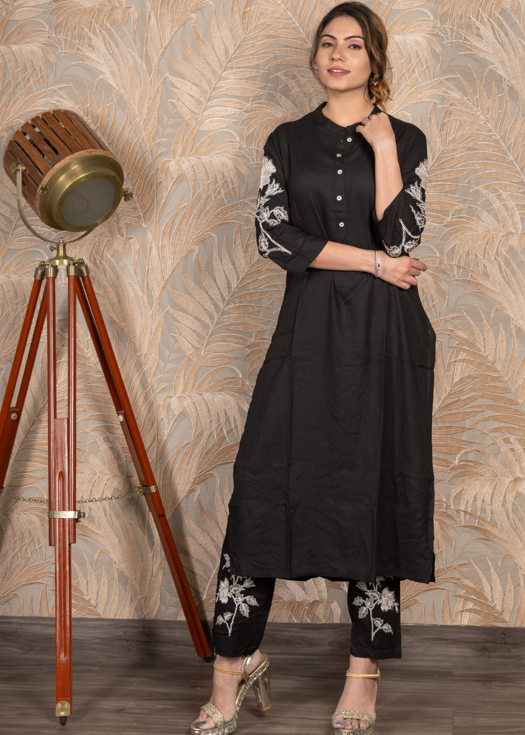 Black Embroidered Co-Ord Set