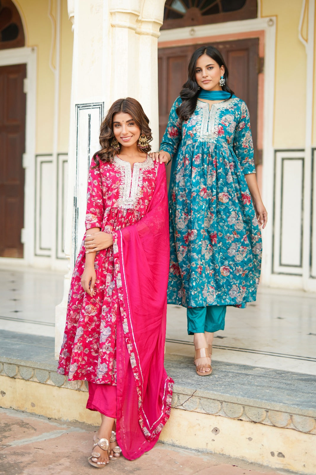 Teal Green Naira Embroidery Suit