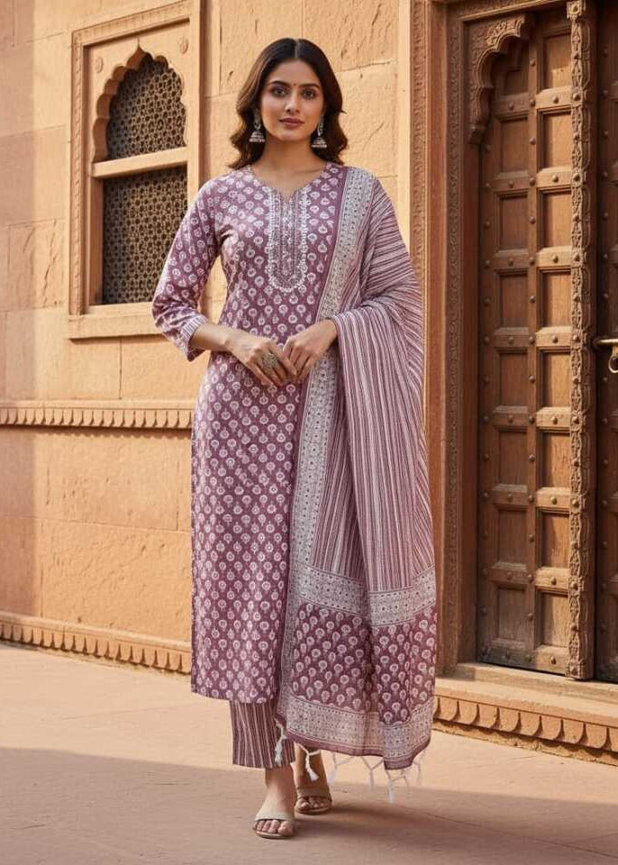 Mauve Grace Printed Kurti