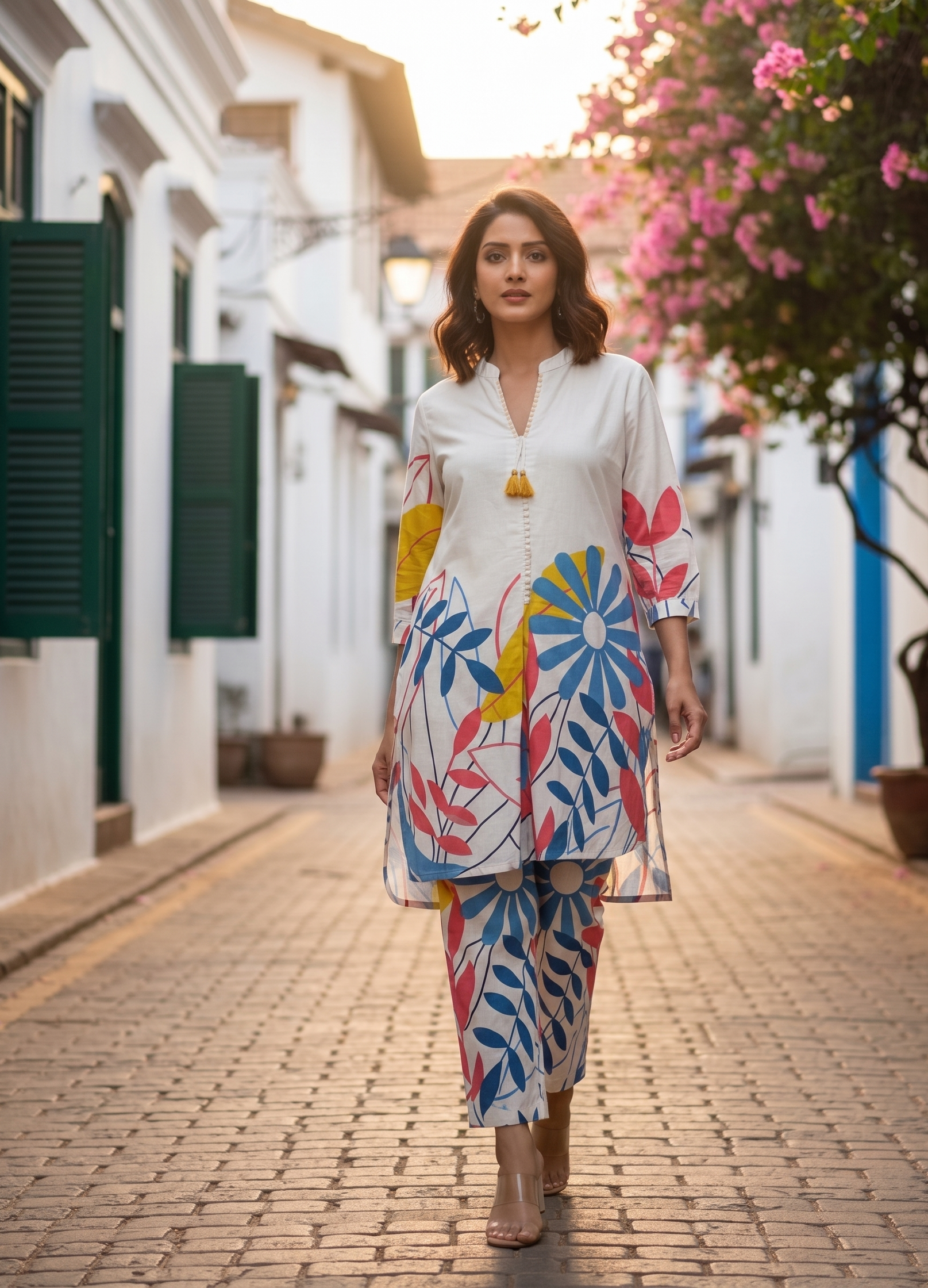 Vibrant Floral Off-White Co-Ord Set