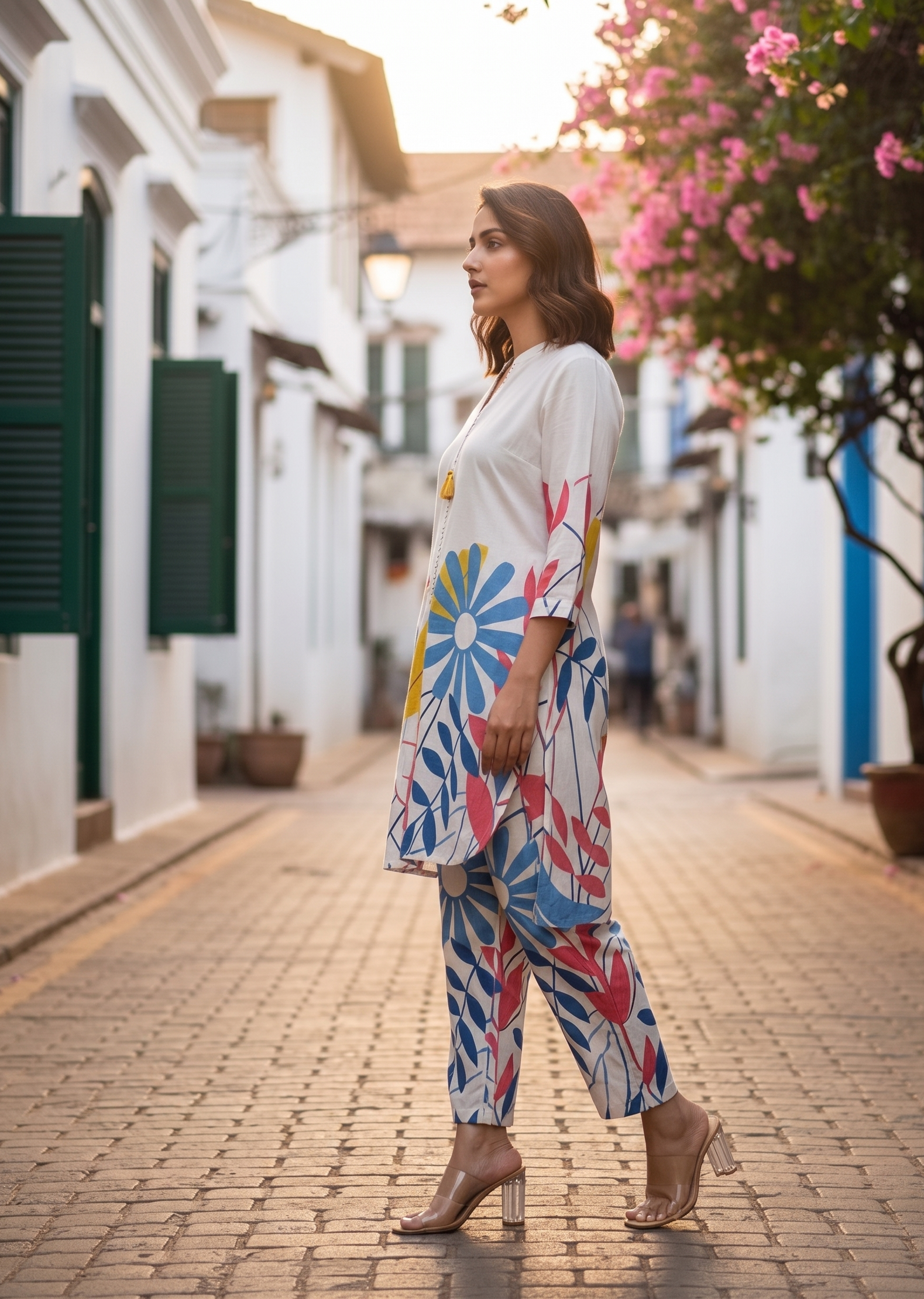 Vibrant Floral Off-White Co-Ord Set
