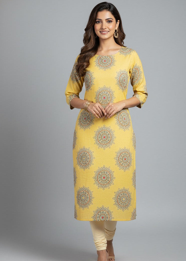 Mustard Mandala Kurti