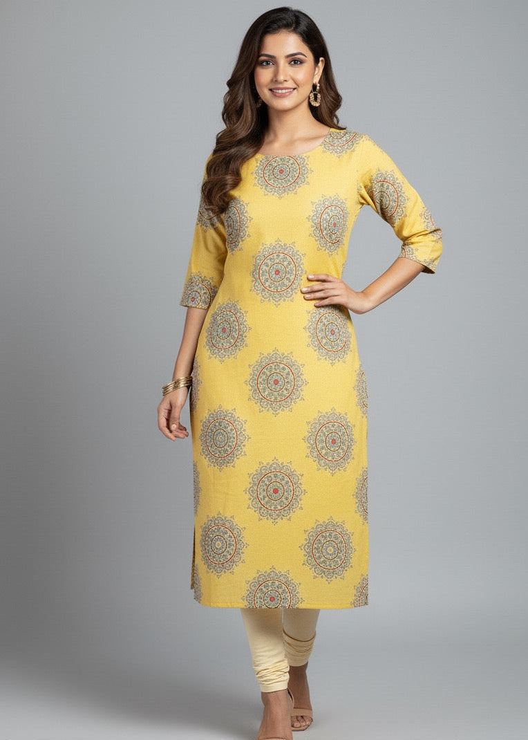 Mustard Mandala Kurti