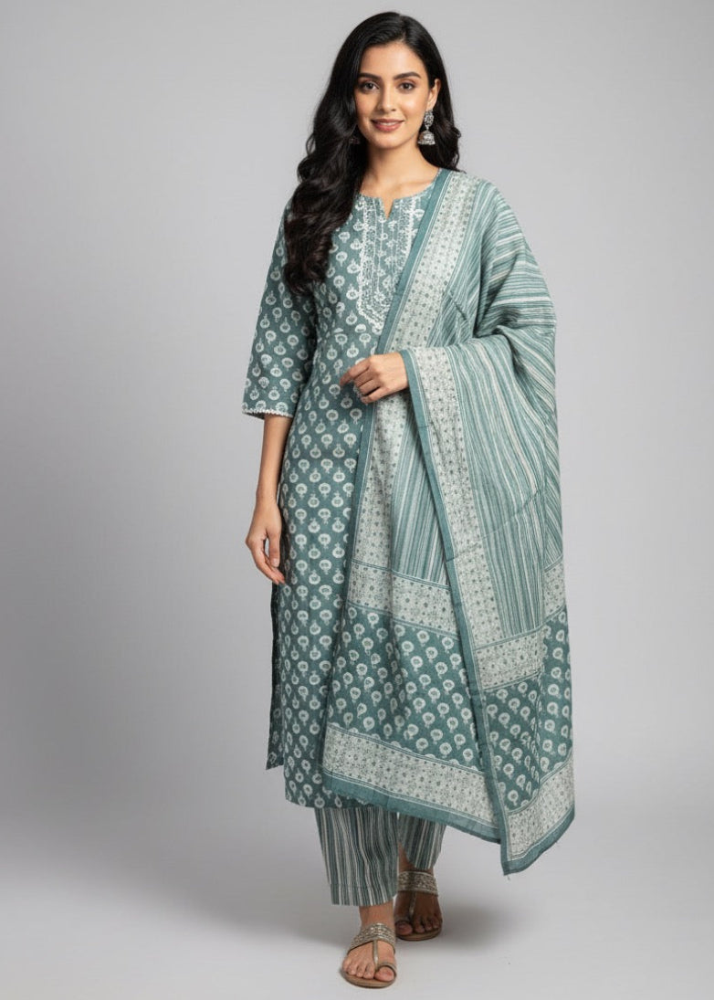 Pastel Bloom Embroidered Kurti