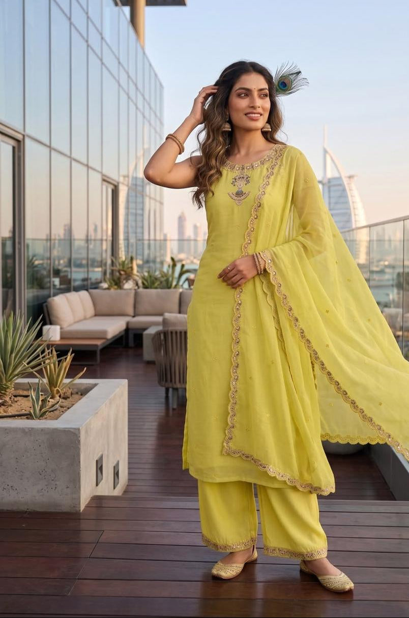 Noor Lime Festive Kurta Set