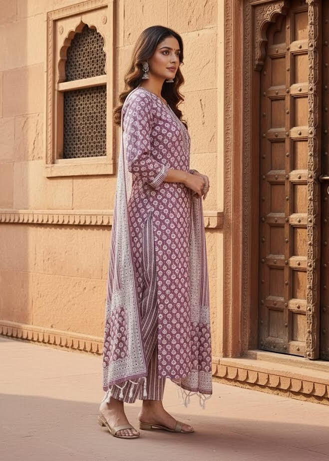 Mauve Grace Printed Kurti